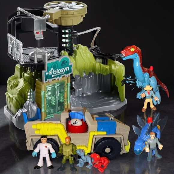 Imaginext Jurassic World Dinosaur Lab Truck Owen Grady Dr. Grant Figures - Picture 1 of 10